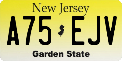 NJ license plate A75EJV