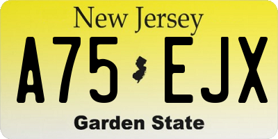 NJ license plate A75EJX