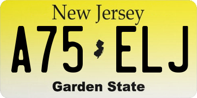 NJ license plate A75ELJ