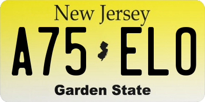 NJ license plate A75ELO