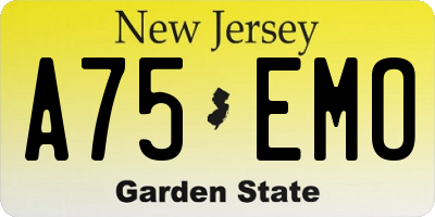 NJ license plate A75EMO