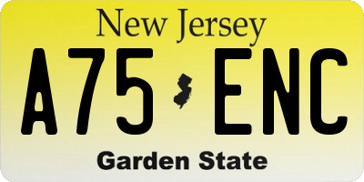 NJ license plate A75ENC