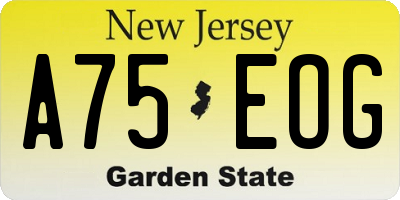 NJ license plate A75EOG