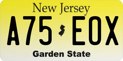 NJ license plate A75EOX