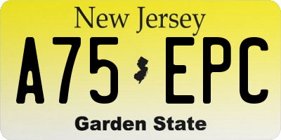 NJ license plate A75EPC