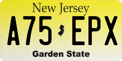 NJ license plate A75EPX