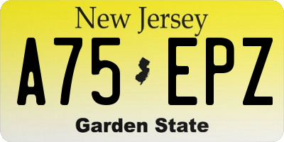 NJ license plate A75EPZ