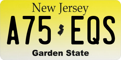NJ license plate A75EQS