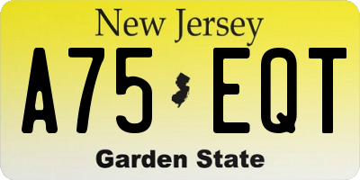 NJ license plate A75EQT