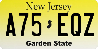 NJ license plate A75EQZ