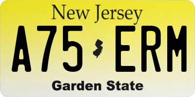 NJ license plate A75ERM