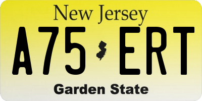 NJ license plate A75ERT