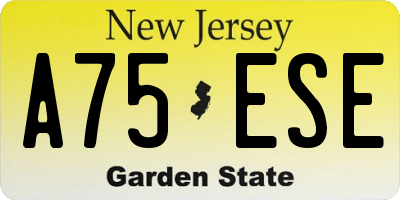 NJ license plate A75ESE