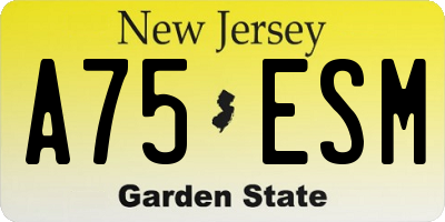 NJ license plate A75ESM
