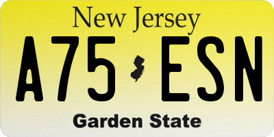 NJ license plate A75ESN
