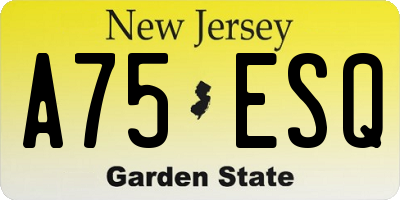 NJ license plate A75ESQ
