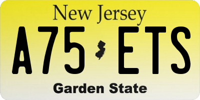 NJ license plate A75ETS