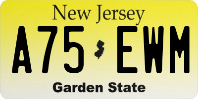 NJ license plate A75EWM