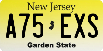 NJ license plate A75EXS