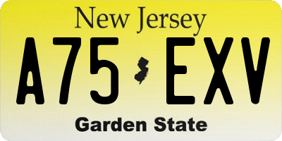 NJ license plate A75EXV