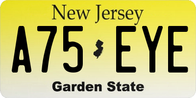 NJ license plate A75EYE