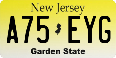 NJ license plate A75EYG