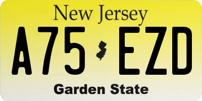 NJ license plate A75EZD