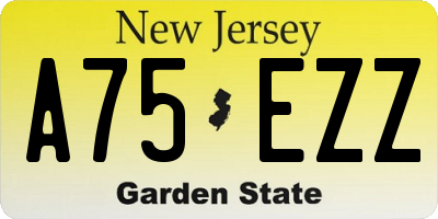 NJ license plate A75EZZ