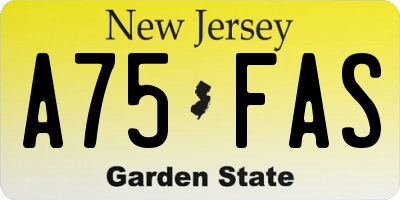 NJ license plate A75FAS
