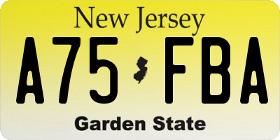 NJ license plate A75FBA