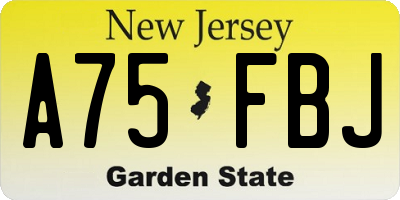 NJ license plate A75FBJ