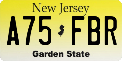 NJ license plate A75FBR