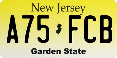 NJ license plate A75FCB