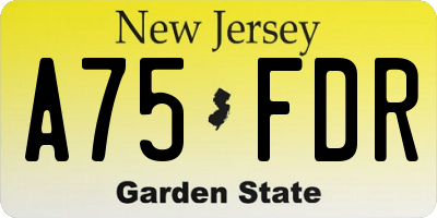 NJ license plate A75FDR
