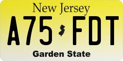 NJ license plate A75FDT