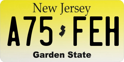 NJ license plate A75FEH