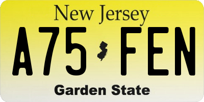 NJ license plate A75FEN