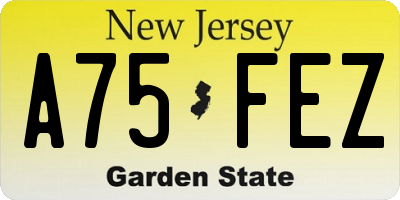 NJ license plate A75FEZ