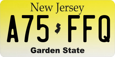 NJ license plate A75FFQ