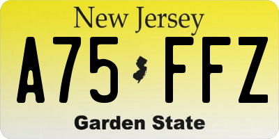 NJ license plate A75FFZ