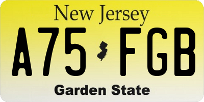 NJ license plate A75FGB