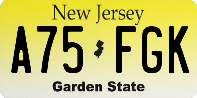 NJ license plate A75FGK