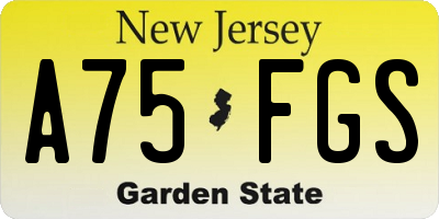 NJ license plate A75FGS