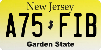 NJ license plate A75FIB