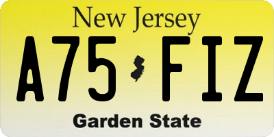 NJ license plate A75FIZ