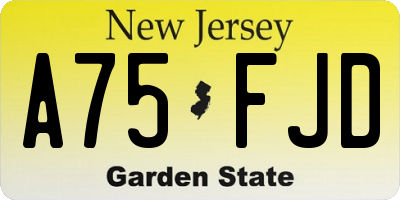 NJ license plate A75FJD