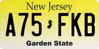 NJ license plate A75FKB