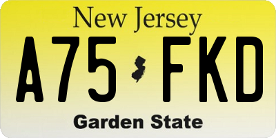 NJ license plate A75FKD