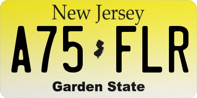 NJ license plate A75FLR