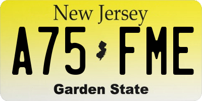NJ license plate A75FME